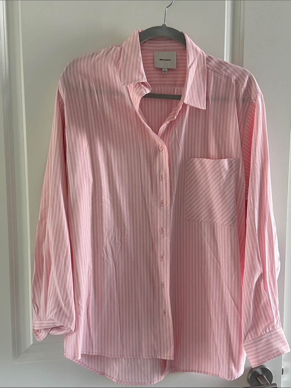 Reformation Pink Striped Button-Down Shirt